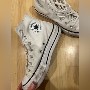 White high top platform converse